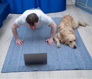 Senior Zoom Fitness Class with Dog